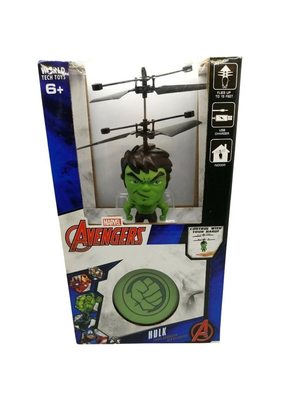 Marvel Avengers Hulk Flying Character UFO Helicopter Toy Motion Sensor & Remote